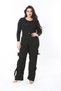 Women's Large Size Black High Waist Lace Detailed Wide Leg Jeans 65N38897 - 3