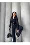 Women's Belted Gold Button Jacket Palazzo Pants Suit