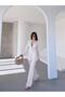 Women's Two-Piece Belt Detail Jacket Palazzo Pants Premium Suit