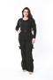 Women's Large Size Black High Waist Lace Detailed Wide Leg Jeans 65N38897 - 8