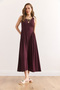 Women's Burgundy U Neck Soft Textured Maxi Stretch Dress Elb- 19002385 - 3