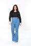 Women's Plus Size Blue Extra High Waist Wide Leg 5-Pocket Lycra Jeans 65N38894 - 7