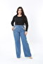Women's Large Size Blue Stone Embroidered High Waist 5 Pocket Jeans 65N38895 - 3