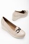 Women's Wedge Heeled Shoes Beige Face Buckle