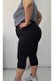 Black Capri Length Knee-Length Elastic Waist Combed Viscose Leggings - 4
