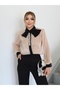 Women's Top, Imported Yoryo Chiffon Fabric, Collar Detail, Stone Embellished Shirt, Inner Blouse, Bottom Pants, Three-Piece Set - 5