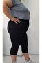 Black Capri Length Knee-Length Elastic Waist Combed Viscose Leggings - 2