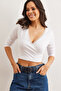 Women's White Lace Detailed Double Breasted Cotton Blouse Blz- 19002812 - 2