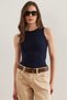 Women's Burgundy Navy Blue Crew Neck Sleeveless Lycra 2-Piece Cotton Blouse Blz- 19002825 - 6