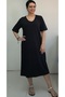 Black V-Neck Short-Sleeved Combed Viscose Dress - 7