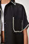 Contrast Striped Linen Shirt Black Ltp0016 - 3