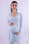 Prenatal and Postnatal Long Robe Maternity Pajama Set Effortt - Blue - 6