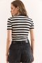 Women's Black Pocket Detailed Crop Stretchy Ribbed T-Shirt Tsh-19000879 - 2