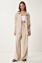 Oversize Modal Shirt Pants Set Bej Ldp0038 - 2