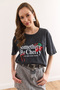 Women's Anthracite Cherry Washed T-Shirt Tsh-19000883 - 3