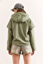 Women's Khaki Lined Eyelet Detailed Raincoat Jacket Ckt-19000442 - 6