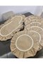 Beige Color Duck Linen Fabric Frilly Runner X 6 Piece Plate Set (Custom Color Made)