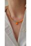 Orange & Turquoise Glass Beads Crab Charm Necklace