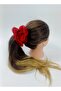 Satin and Organza Textured Hair Clip Red-Black - 4