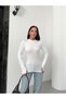 Women's White Bitter Brown Finger Detail Body with Finger Inserts Body with Finger Inserts Blouse - 8