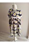 Summer dress-Black daisy patterned robadan ruffle short-sleeved zippered cotton comfortable fit model