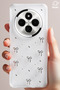 Redmi 14C Case with Bow Pattern Transparent Glitter Silver Shiny Cover with Camera Protrusion Protection - 3