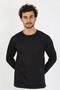 Fashion Stripe Men's O-Neck Long Sleeve Black Undershirt 6590 - 6