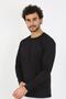 Fashion Stripe Men's O-Neck Long Sleeve Black Undershirt 6590 - 5