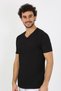 قميص داخلي رجالي من القطن الممشط باللون الأسود برقبة على شكل حرف V من Fashion Line 6560 - 4