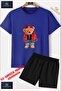 Children's Turtledove with Red Jacket Custom Printed Crew Neck T-Shirt - Shorts Set