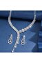 Luxury Fringed Crystal Waterfall Women's Necklace Earring Jewelry Set - 3