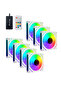 Infinity Hexagon 7in1 White Remote Controlled 12cm Rgb Fan Set Fan Controller Included 120mm 7-Piece Case Fan