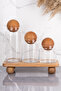 Set of 3 Wooden Ball Lid Glass Jars with Stand, Sugar Bowl, Snack Bowl, Spice Rack and Storage Container