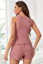 Night Women's Dusty Pink Ruffled Shorts and Camisole Nightgown Set - 2