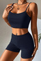 Women's Navy Blue Camisole Nightgown Suit with Shorts - 5