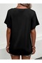 Women's V-Neck Black T-Shirt Oversize Loose New Season - 4