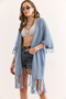 Women's Baby Blue Tasseled Openwork Seasonal Cardigan Hrk-19000362 - 3