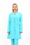 Self-Standing Collar Single Button Long Jacket-Turquoise - 1074100 - 2