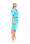Men's Collared Short Jacket & Plain Tight Skirt-Turquoise - 1053540 - 3