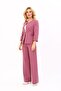 Zero Collar Plain Short Jacket & Wide Leg Pants Set-Rose - 1015520 - 2