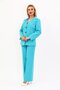 Men's Collared Vest Jacket & Wide Leg Trousers-Turquoise - 1076520