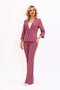 V-Neck Short Jacket & Spanish Flare Pants Set-Rose - 1016530