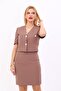 V-Neck Short Jacket - Brown - 1052100