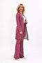 Shawl Collar Long Jacket & Spanish Flare Trousers-Rose - 1001530 - 4