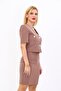 V-Neck Short Jacket - Brown - 1052100 - 5