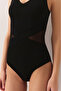V-Neck Corset Gathered Tulle Swimsuit - 3