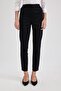 Sigaret Satin Trousers Black Regular Waist Basic Flat Elastic Waist Straight Leg J8743Az24Wn