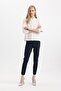 Satin Cigarette Color Basic Pants - Elastic Waist, Straight Leg J8741Az24Sm - 2