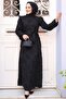 Patterned Black Hijab Dress 5298S - 2