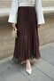 Women's Zipper Detailed Chiffon Skirt Brown